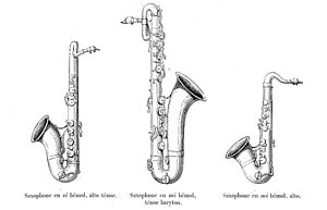 300x193 Three Saxophones - Saxophone Drawing