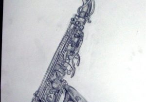 300x210 clarinet pencil sketch how to draw a clarinet step drawings - Saxophone Pencil Drawing