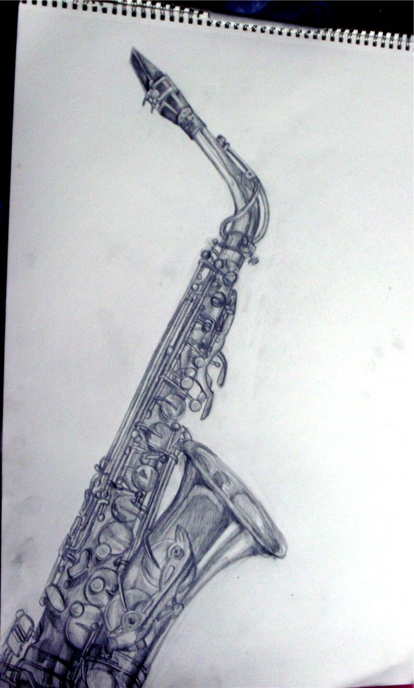 811x1348 clarinet pencil sketch and saxophone sketch - Saxophone Pencil Drawing