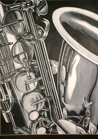 341x481 jessie miller's art - Saxophone Pencil Drawing