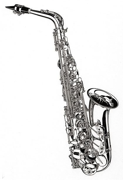 419x612 Randy Glass - Saxophone Pencil Drawing