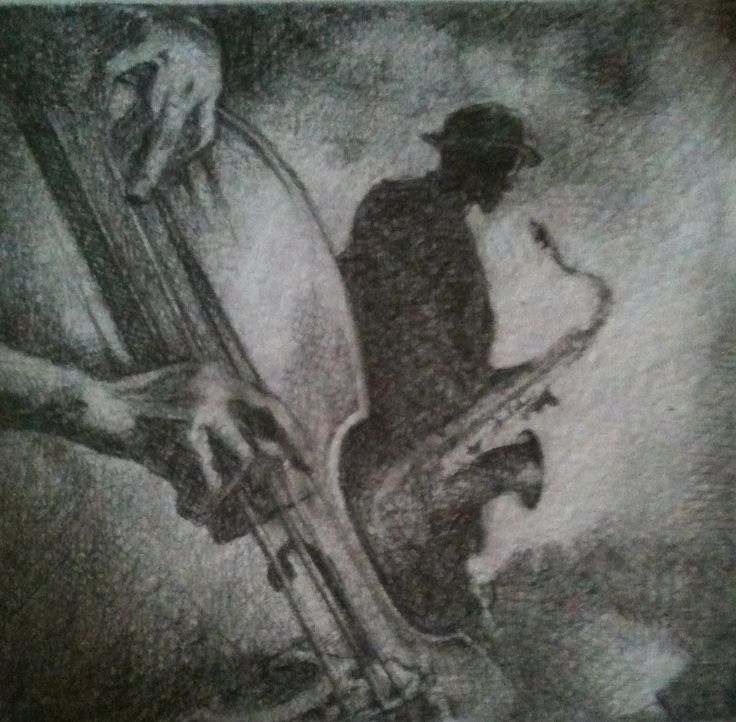 736x722 instruments analysed sketch of a jazz band cello and saxophone - Saxophone Pencil Drawing