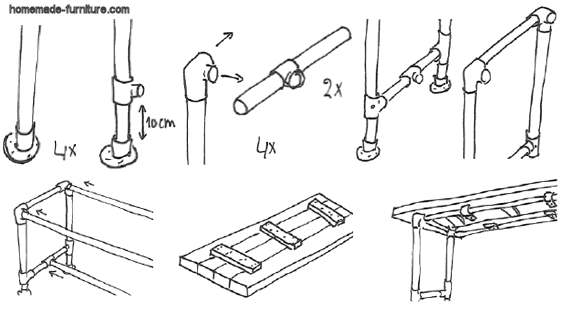 582x334 rolling table construction drawing, scaffold tube frame tables - Scaffolding Drawing