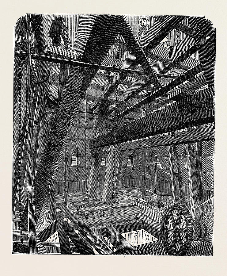 741x900 scaffolding for raising the quarter bells in the clock drawing - Scaffolding Drawing