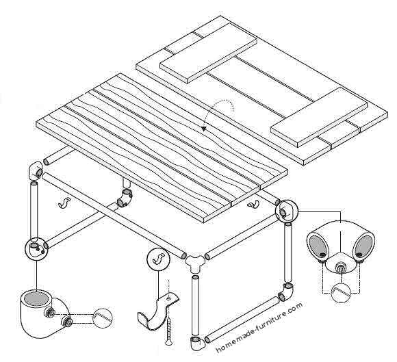 580x529 tube table made from old scaffolding tubes, free construction - Scaffolding Drawing