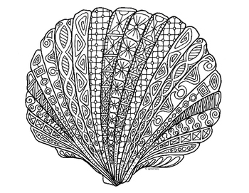 350x271 scallop shell zentangle coloring - Scallop Drawing