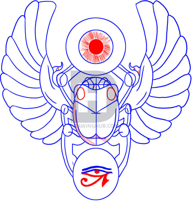 672x720 how to draw a scarab design, step - Scarab Drawing