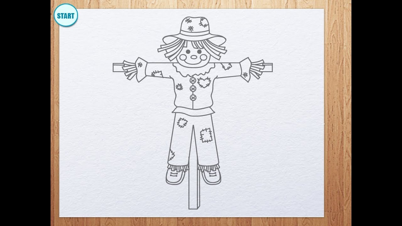 1280x720 How To Draw Scarecrow - Scarecrow Drawing