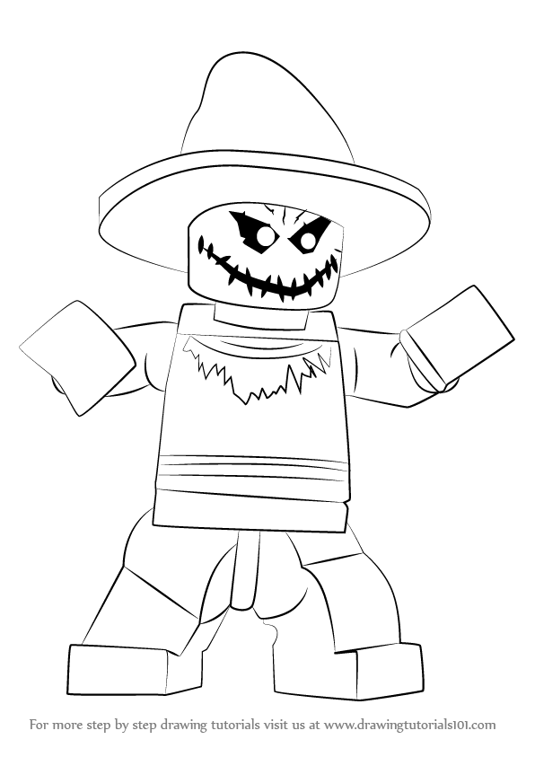 596x843 Learn How To Draw Lego The Scarecrow - Scarecrow Drawing