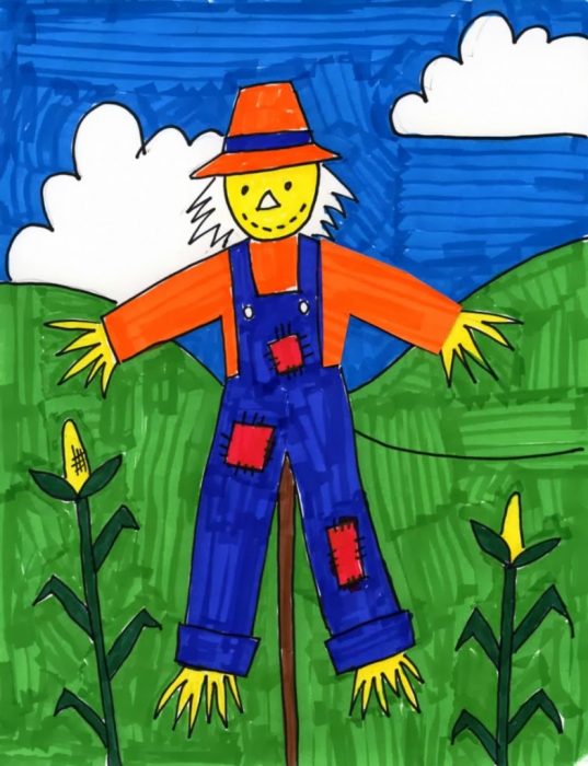 537x700 Fun Scarecrow Drawing Art Projects For Kids - Scarecrow Drawing
