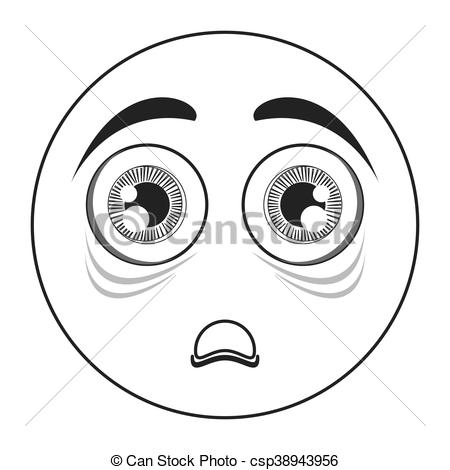 450x470 Flat Design Scared Face Emoticon Icon Vector Illustration - Scared Face Drawing
