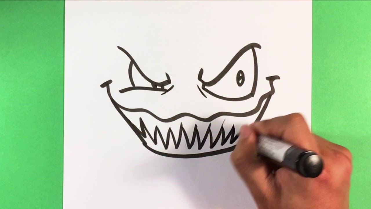 1280x720 How To Draw Scary Face - Scared Face Drawing