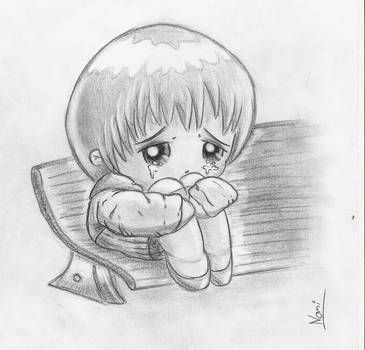 365x350 scared girl on a bench - Scared Girl Drawing