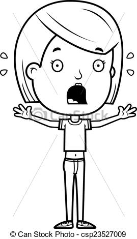 269x470 Scared Teen Girl A Cartoon Illustration Of A Teenage Girl Looking - Scared Girl Drawing