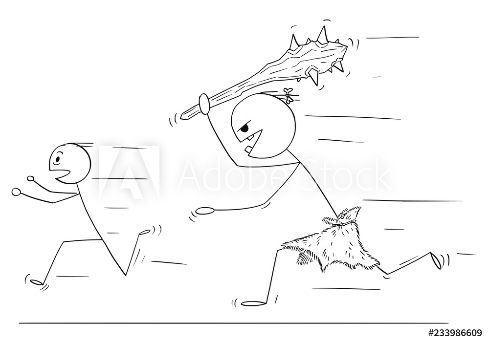 1000x704 photo art print cartoon stick drawing conceptual illustration - Scared Man Drawing