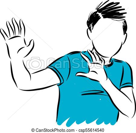 450x440 Scared Young Man Vector Illustration - Scared Man Drawing