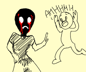 300x250 A Man Is Scared Of A Bloody Mask Man Drawing - Scared Man Drawing