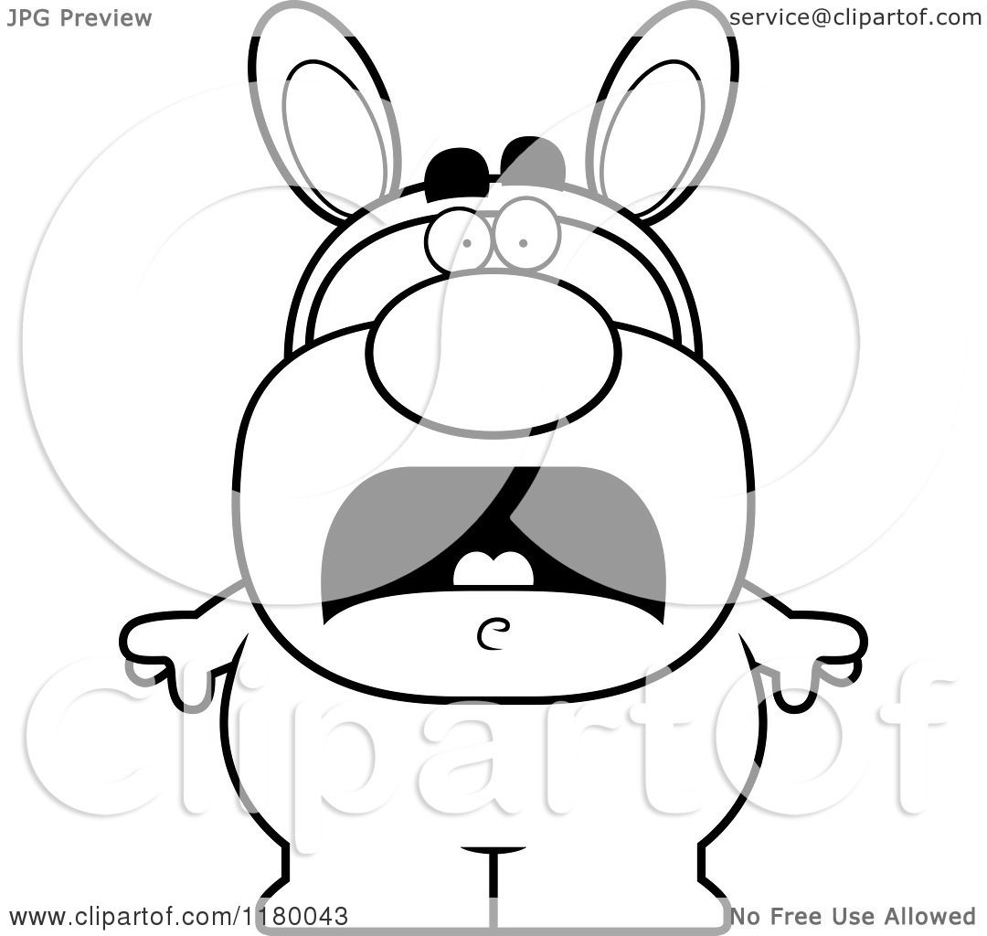 1080x1024 Cartoon Of A Black And White Scared Man In An Easter Bunny Costume - Scared Man Drawing