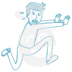 250x250 A Man Frantically Running Away From Something - Scared Person Drawing