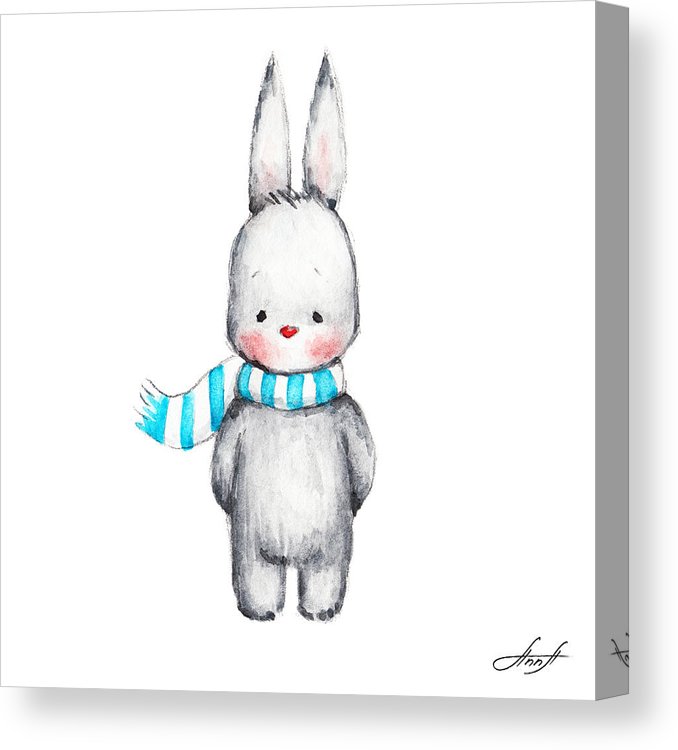 678x750 the drawing of cute bunny in scarf canvas print canvas art - Scarf Drawing