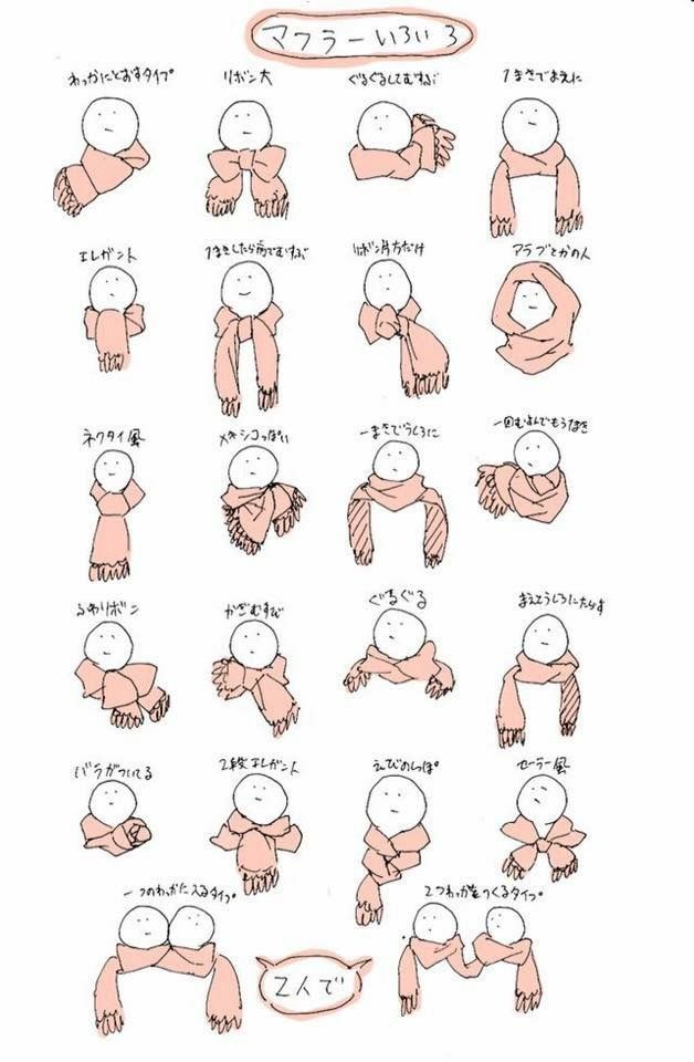 628x960 different ways of wearing a scarf diys in drawings, art - Scarf Drawing