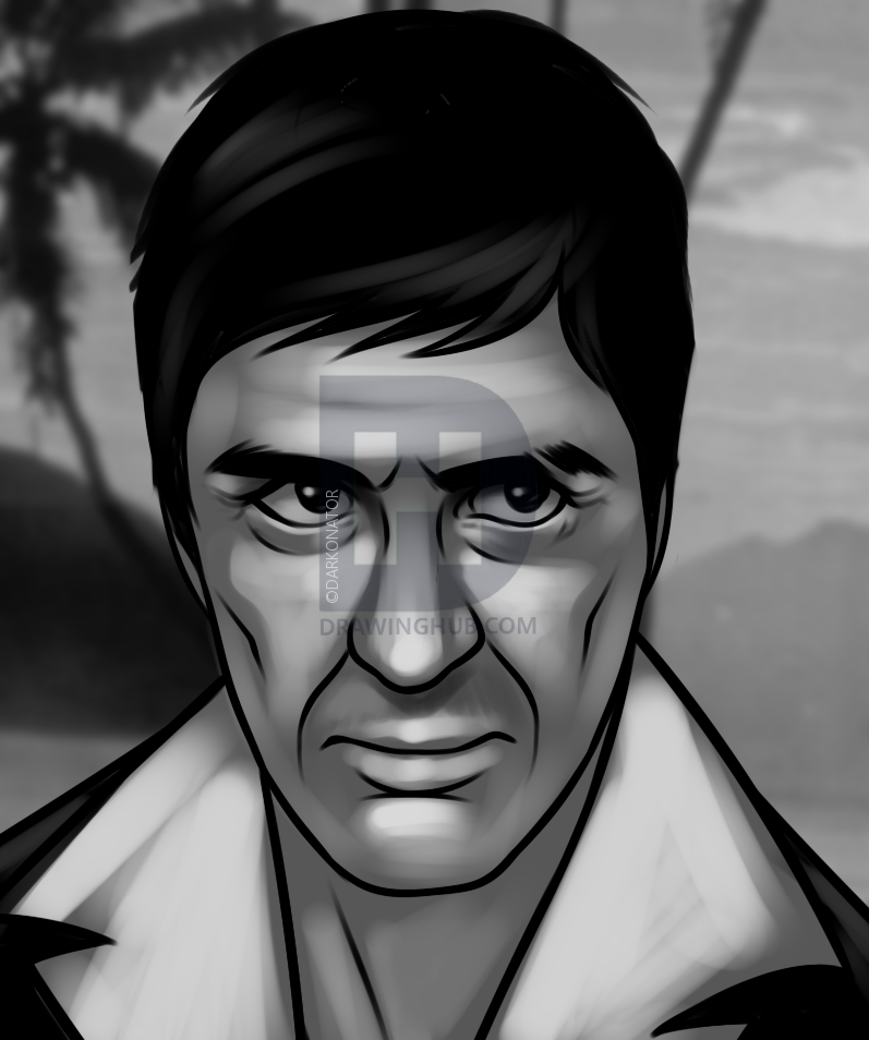 797x954 how to draw al pacino easy, step - Scarface Drawing