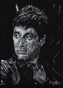 216x300 scarface in white drawing - Scarface Drawing
