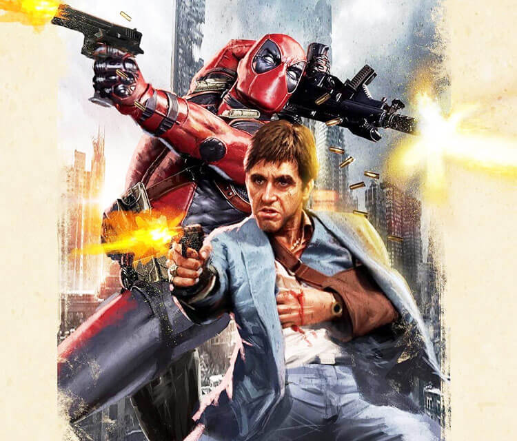 750x640 scarface and deadpool drawing - Scarface Drawing