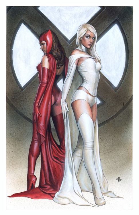 485x750 drawing illustration art painting marvel comics emma frost hawt - Scarlet Witch Drawing