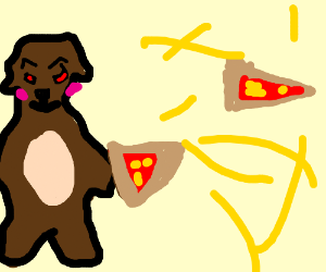 300x250 scary bear throwing a pizza drawing - Scary Bear Drawing