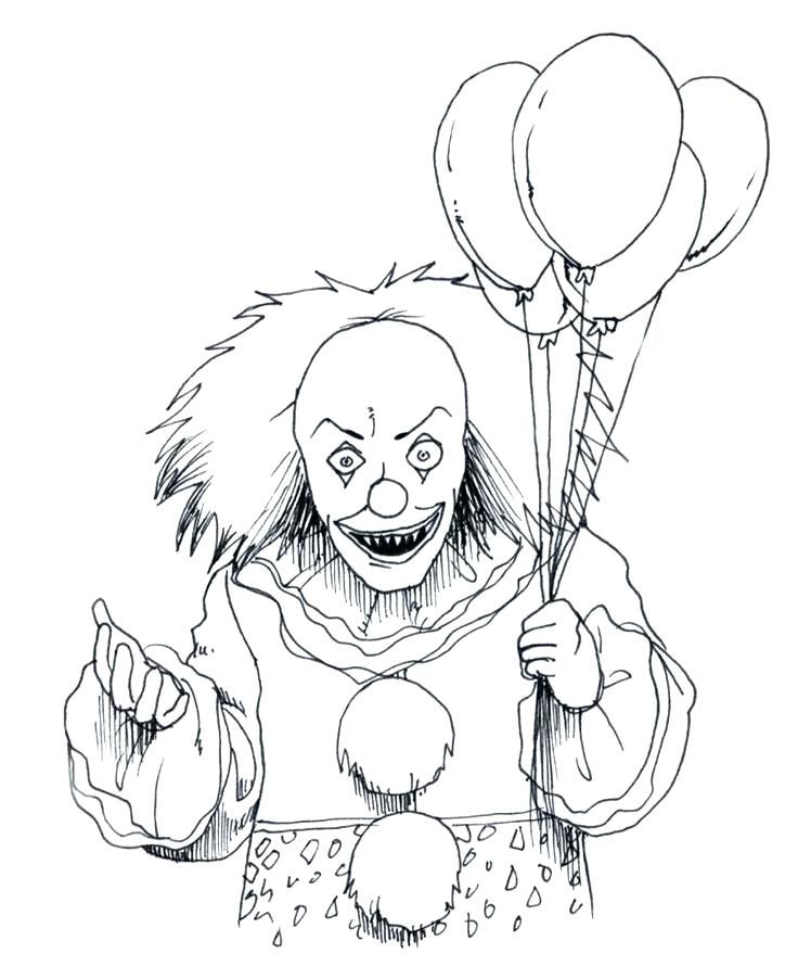 736x902 scary clown coloring pages luxury scary drawing - Scary Clown Drawing