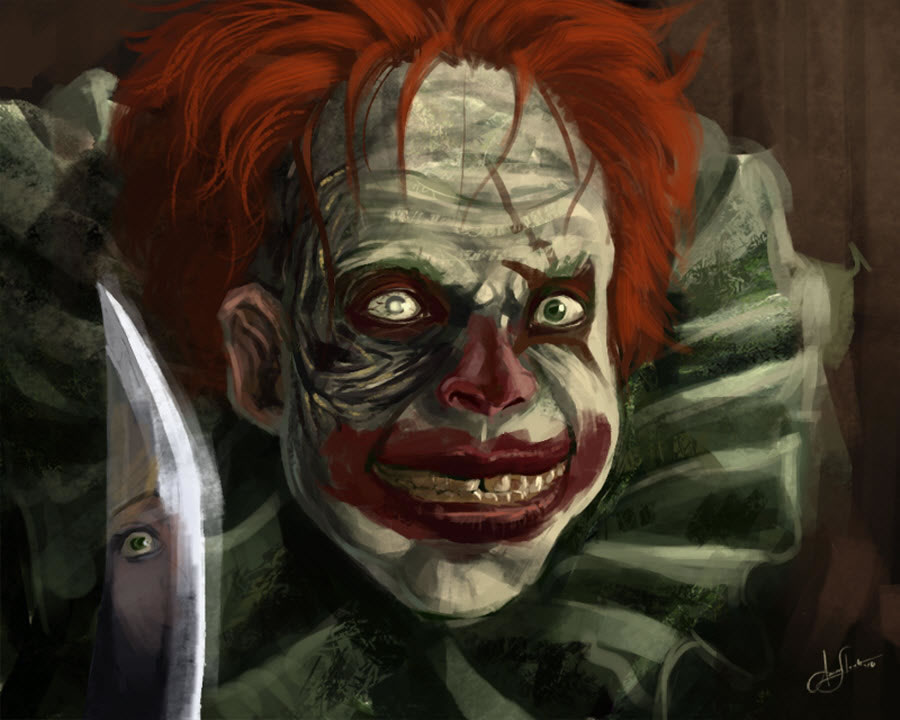 900x720 scary clown drawings - Scary Clown Drawing