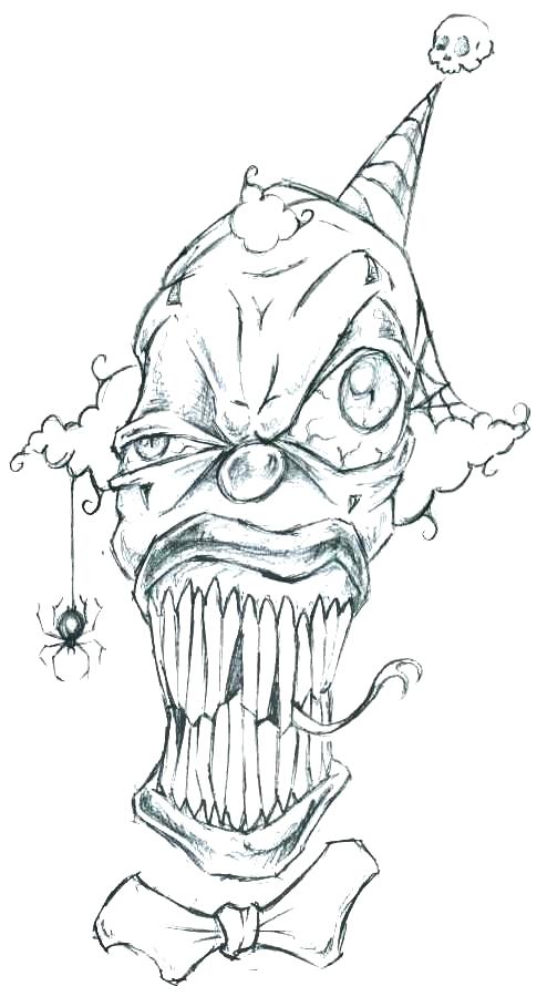 494x909 cool clown drawings evil clown drawings scary clown drawing scary - Scary Fish Drawing