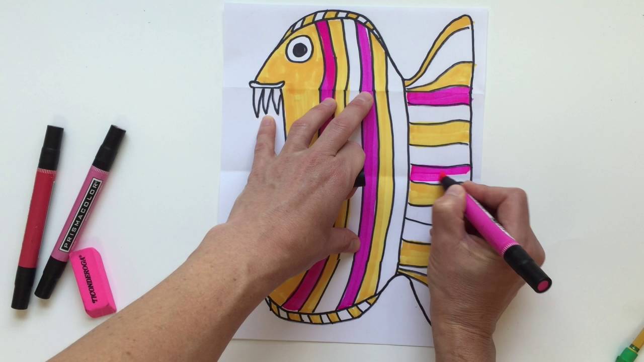 1280x720 folded surprise animal drawing project - Scary Fish Drawing