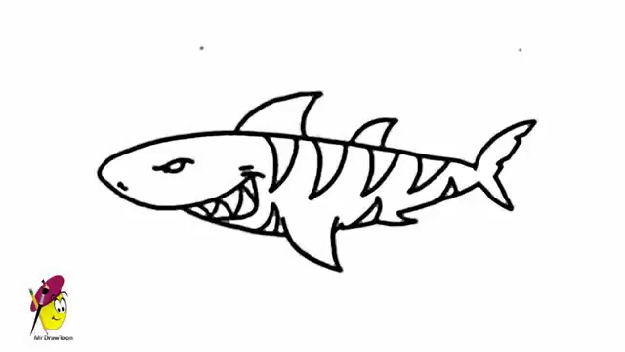 1280x720 How To Draw A Scary Shark - Scary Fish Drawing