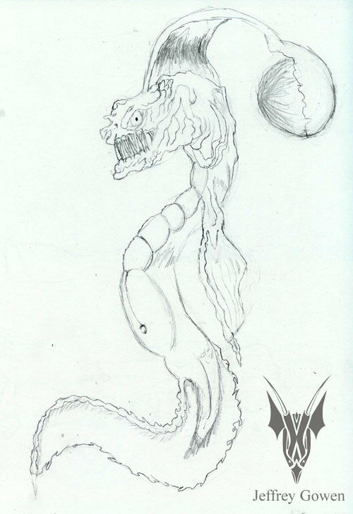 500x729 Scary Fish - Scary Fish Drawing