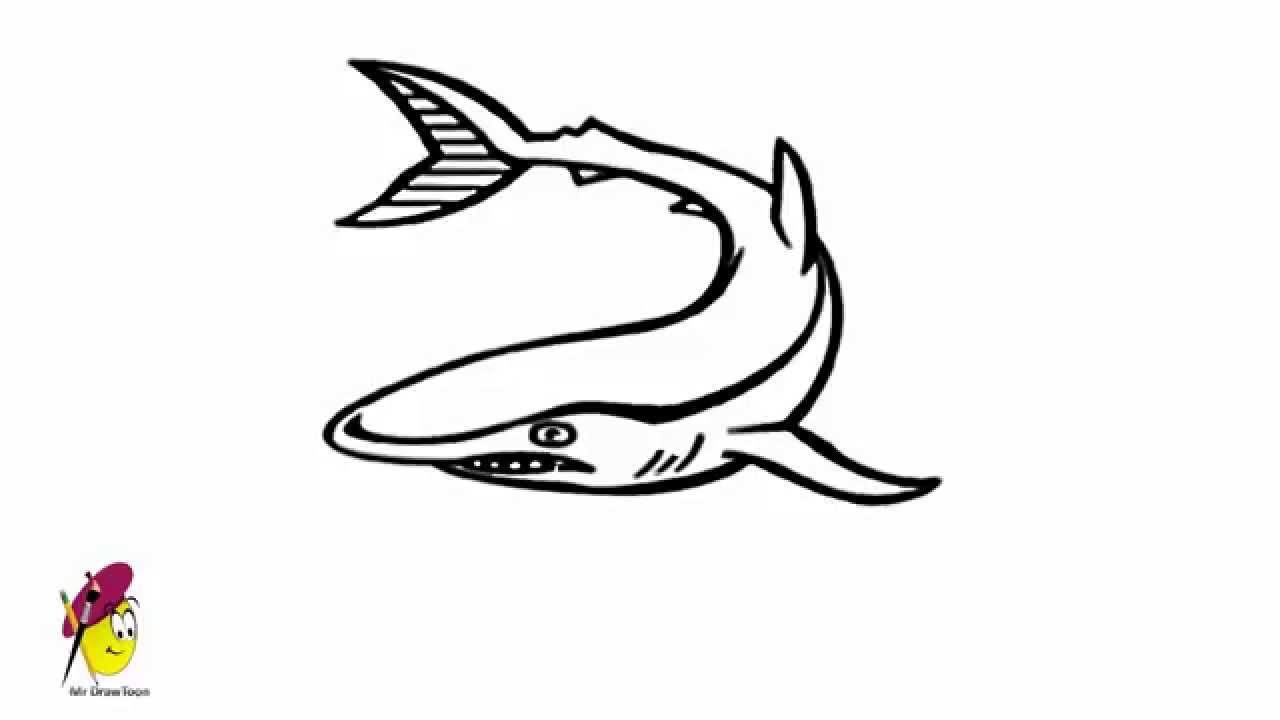 1280x720 Scary Shark - Scary Fish Drawing