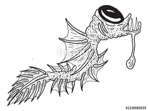 500x376 scary weird deep sea imaginary angler fish eel vector illustration - Scary Fish Drawing