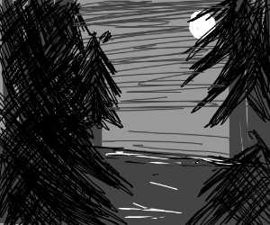 300x250 A Full Moon In A Scary Forest Drawing - Scary Forest Drawing