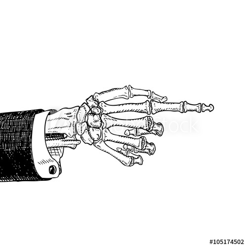 500x500 scary skeleton hand pointing, hand drawn sketch, black and white - Scary Hand Drawing