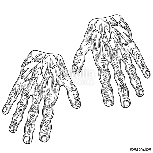 500x500 Scary Zombie Monster Hands, Hand Drawn Isolated On White - Scary Hand Drawing
