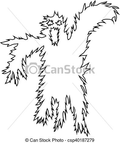 395x470 Abstract Vector Hand Drawn Scary Halloween Ghost - Scary Hand Drawing