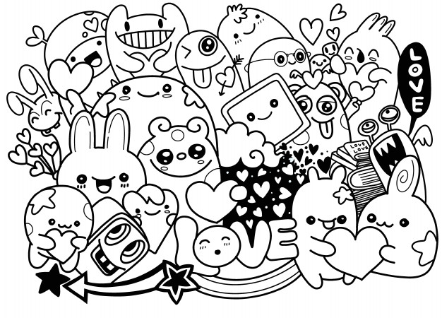 626x450 Cute Scary Halloween Monsters And Candyhand Drawn Line Art - Scary Hand Drawing