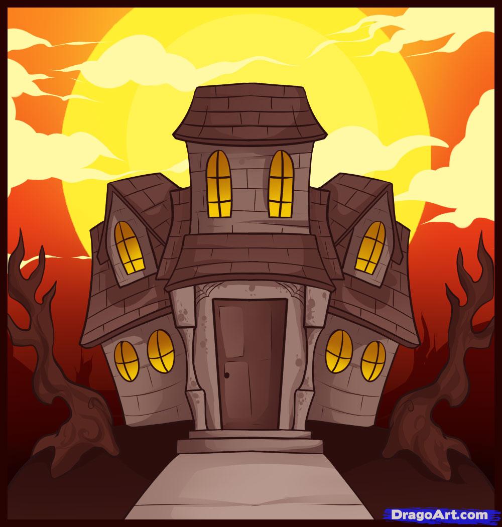 1000x1050 How To Draw A Haunted House, Step - Scary House Drawing