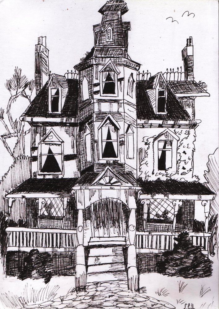 Scary House Drawing at PaintingValley.com | Explore collection of Scary ...