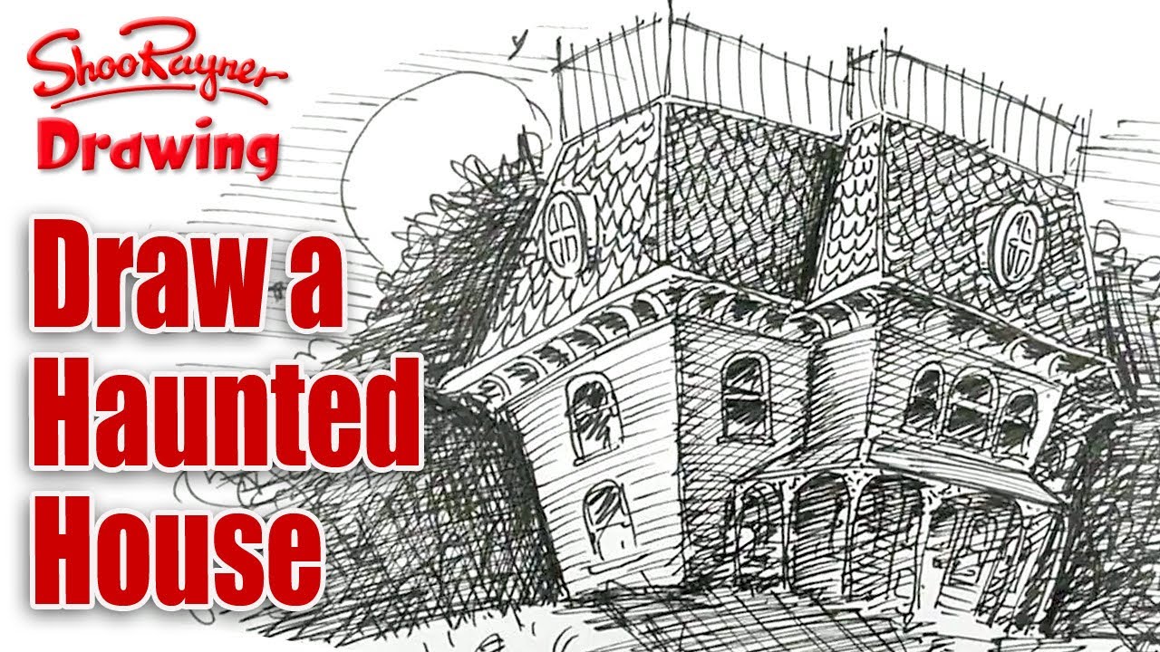 1280x720 How To Draw A Haunted House - Scary House Drawing