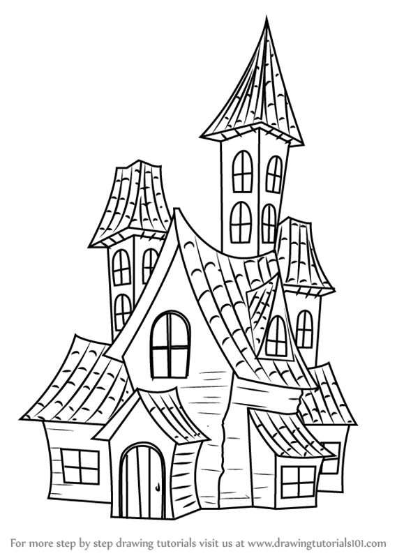 569x800 learn how to draw a spooky haunted house - Scary House Drawing