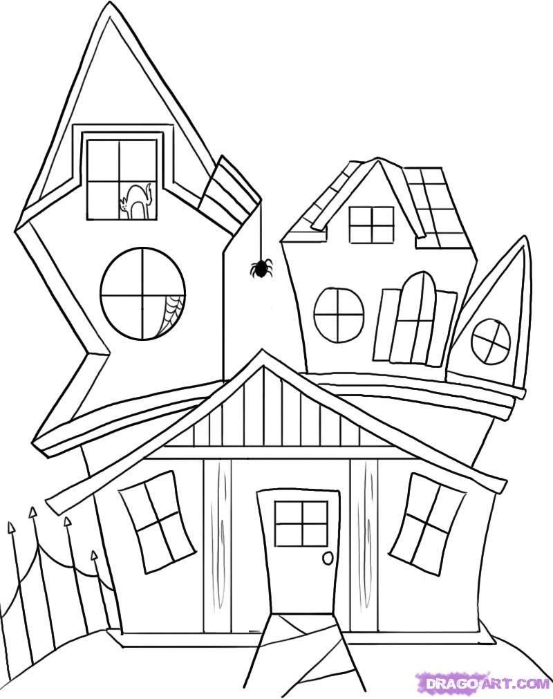 800x1011 Scary Cartoon Halloween Drawings Halloween Arts - Scary House Drawing