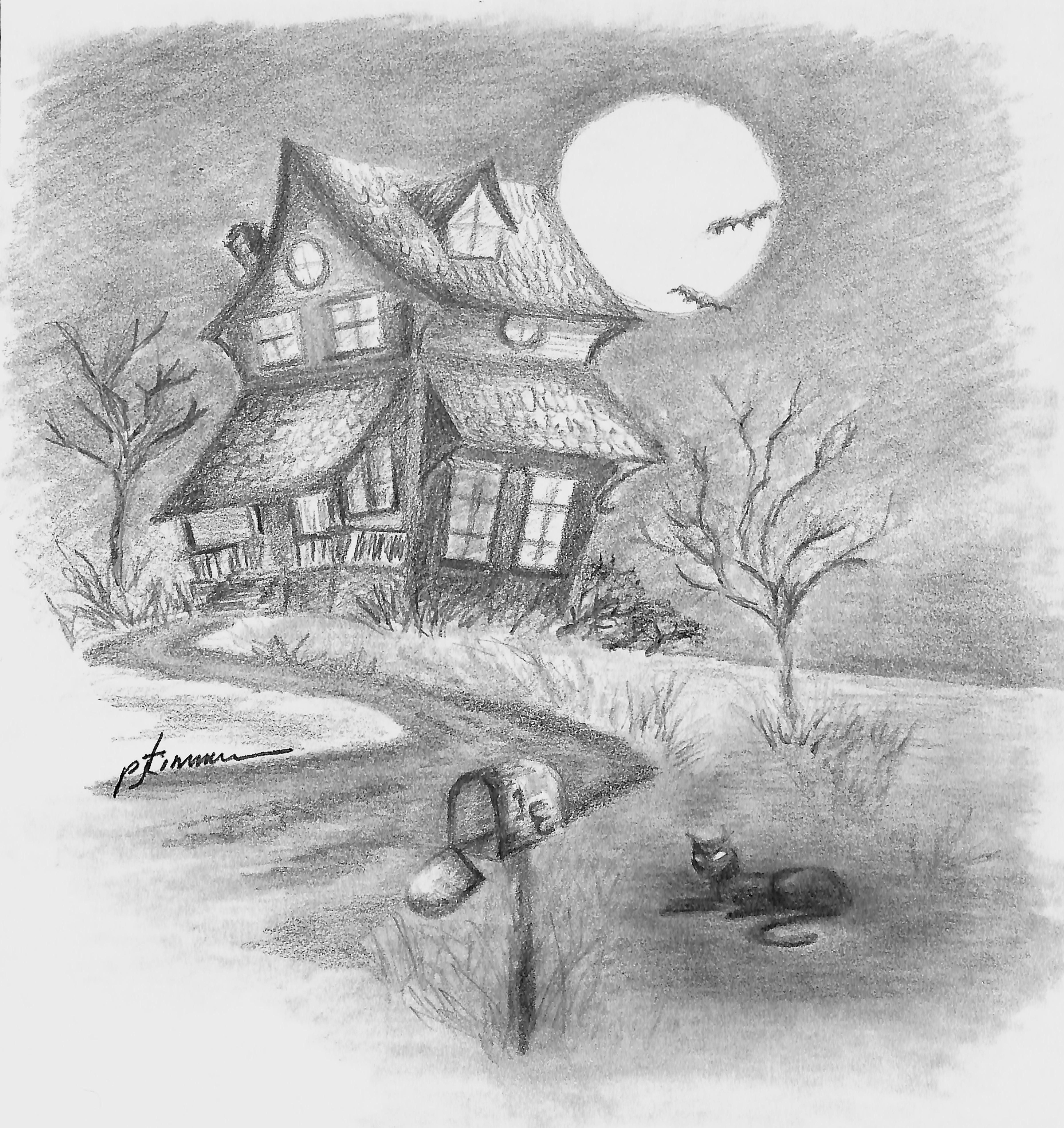 creepy house sketch