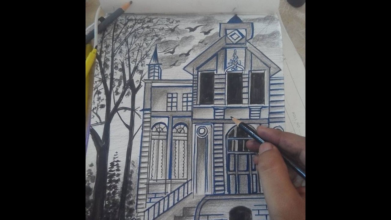 1280x720 How To Draw Haunted House Scary Ghost Halloween I Tutorial I - Scary House Drawing